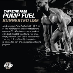 PMD Sports Pump Fuel Ultra Caffeine Free athlete workout scene focused on performance