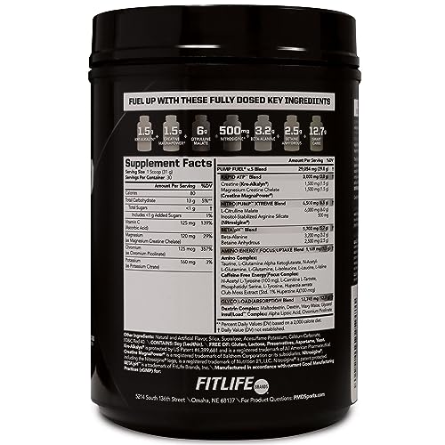 PMD Pump Fuel Ultra tub with transparent label demonstrating precise ingredients.