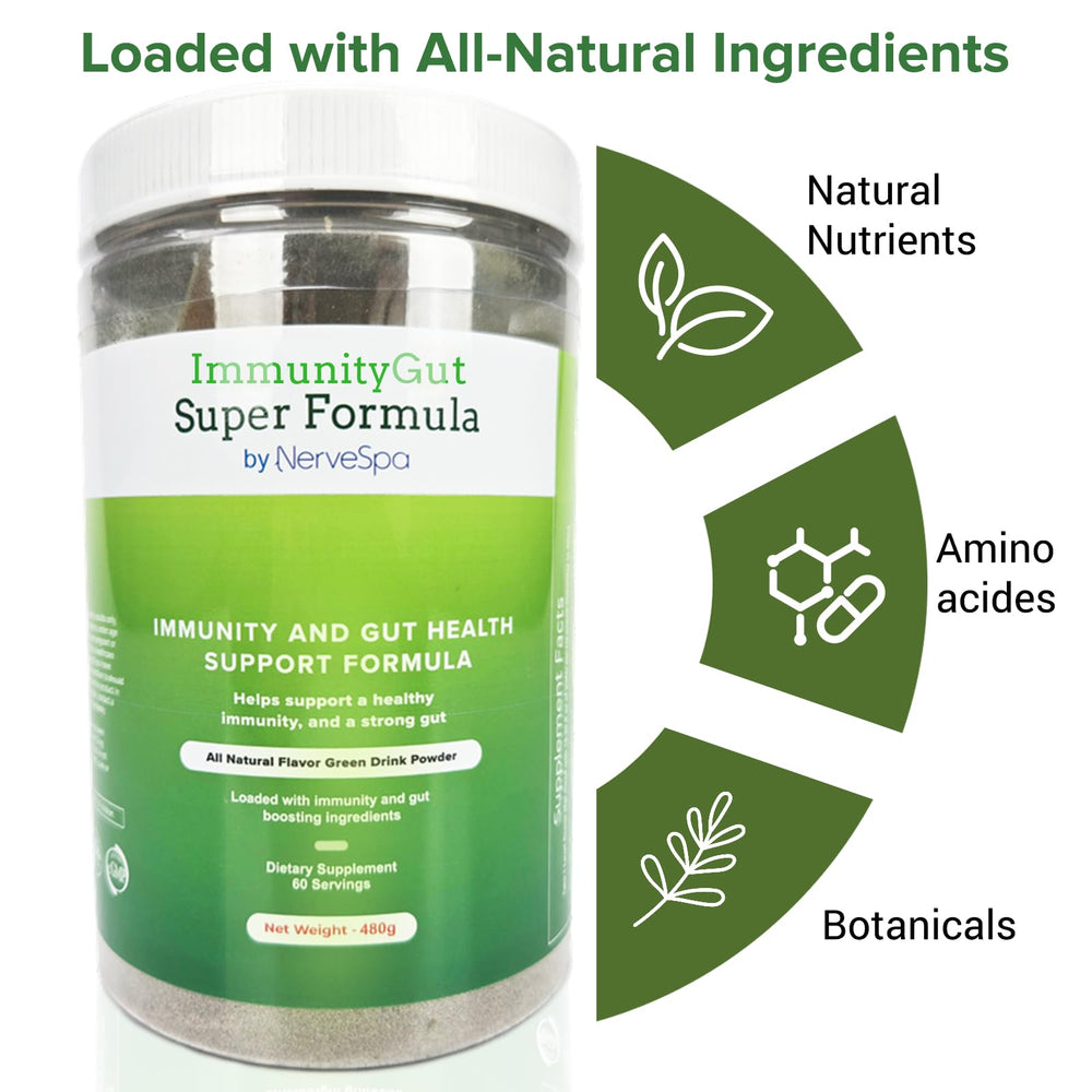 PMT Medical ImmunoGut powder close-up emphasizes texture and mixability.