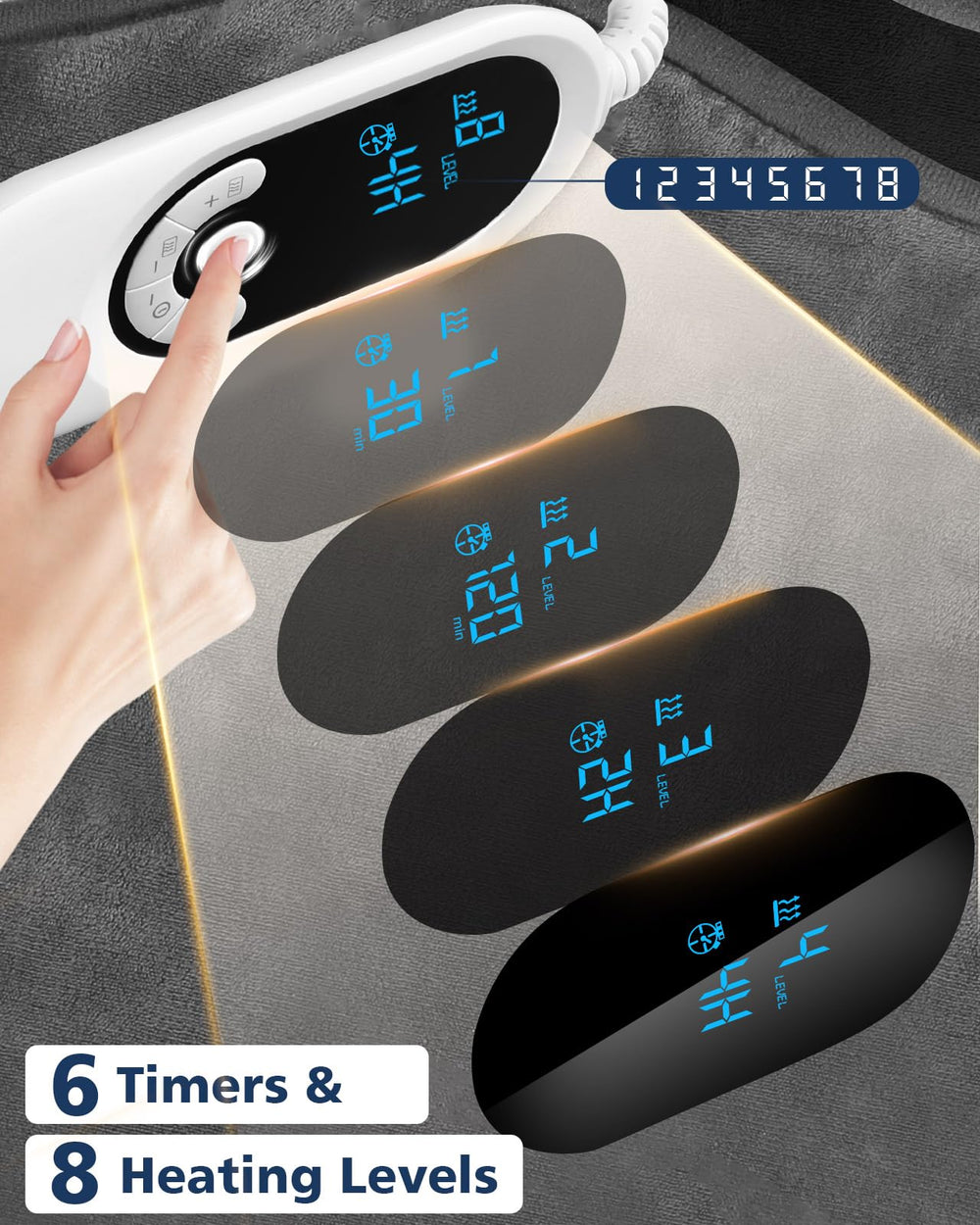 Pocleanish foot warmer LCD controller shows easy temperature customization.