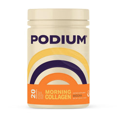 Podium Morning Collagen Mocha bottle pouring for a refreshing morning boost