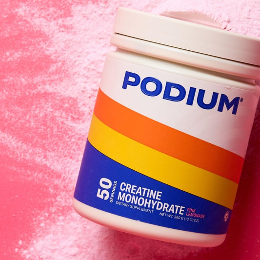 Podium Nutrition Solos creatine powder scoop-dispense for easy, consistent dosing during training.
