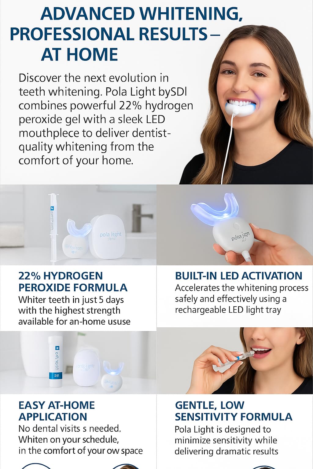 PolaLight high‑viscosity gels with neutral pH for comfortable whitening sessions