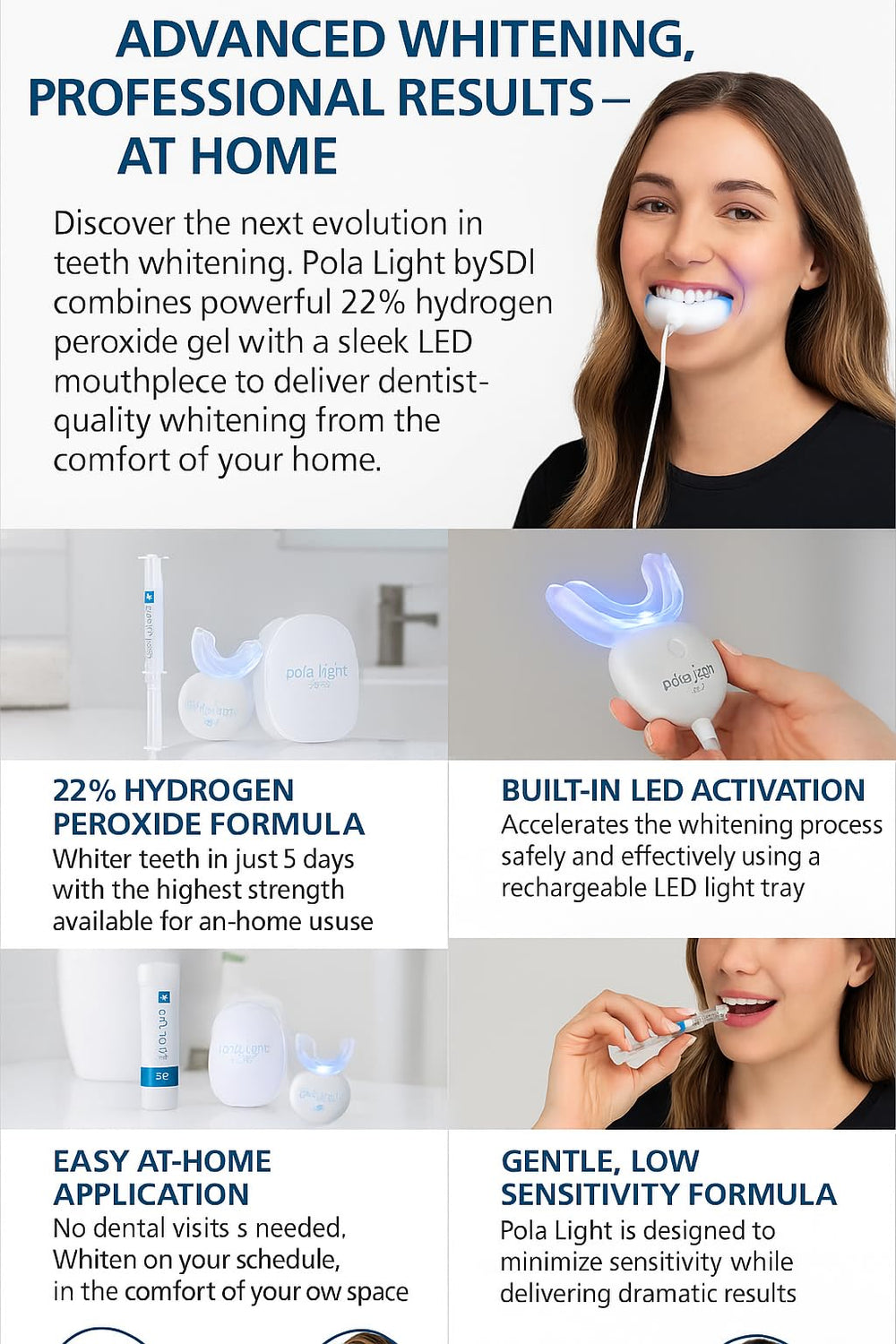 PolaLight high‑viscosity gels with neutral pH for comfortable whitening sessions