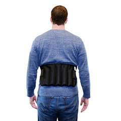 Polar Products microwavable universal wrap on back delivers targeted moist heat therapy.