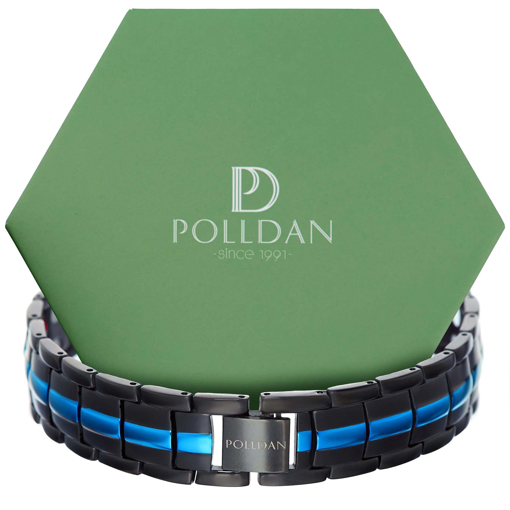 POLLDAN black metal sizing tool shown with the bracelet