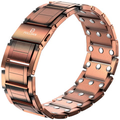 Polldan copper bracelet 6200gauss close-up highlighting strong magnets and stylish finish.