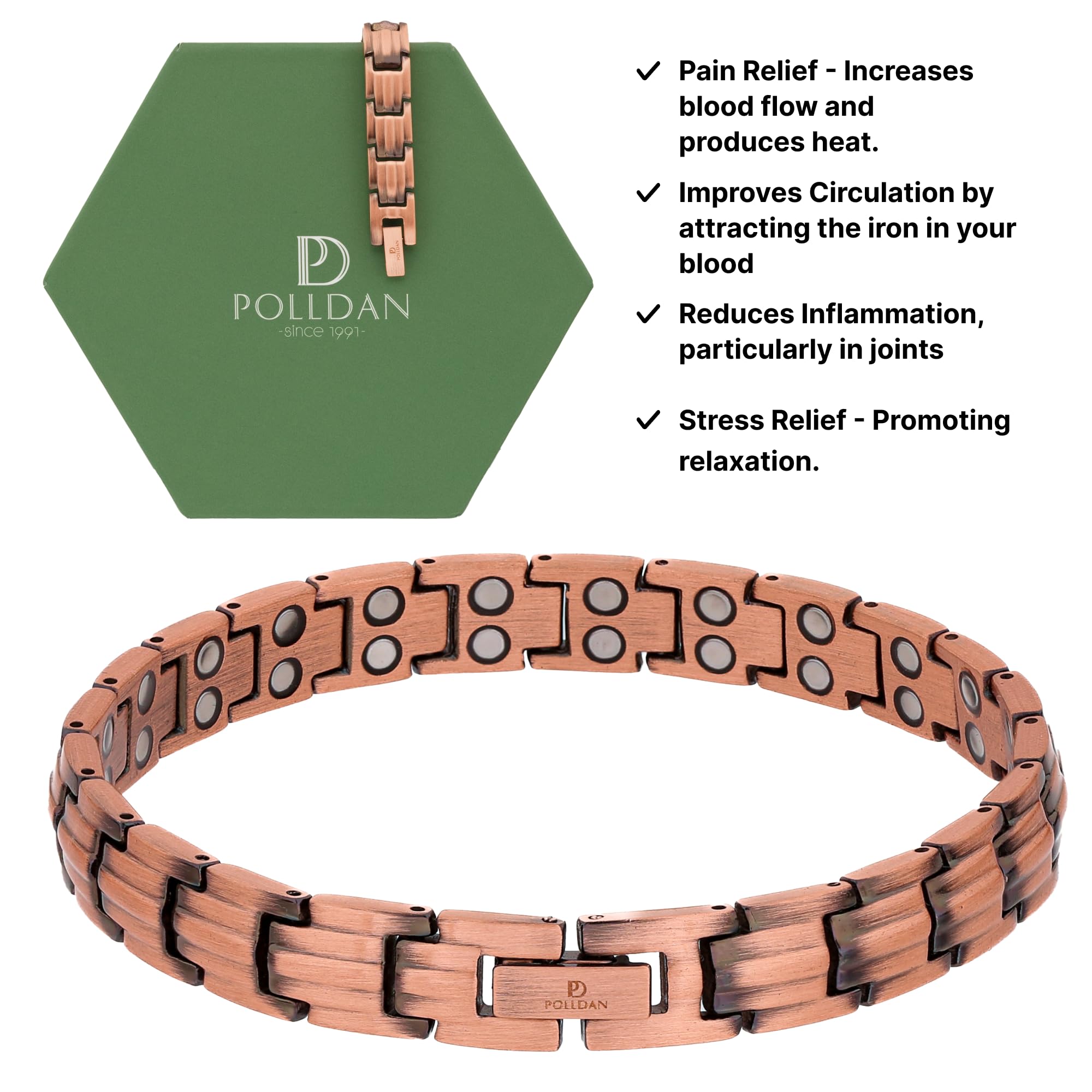 Polldan copper bracelet adjustable fit details for custom sizing