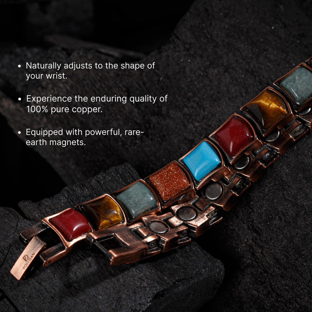 POLLDAN copper bracelet with magnetic clasp for secure, elegant wear.