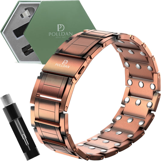 POLLDAN copper bracelet for men with 6200 Gauss magnets for daily wear.