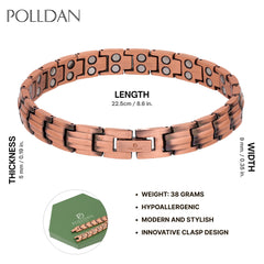 Polldan copper bracelet seamless magnetic clasp in polished finish