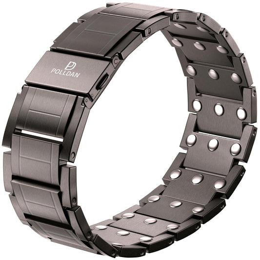 POLLDAN magnetic bracelet with fold-over clasp for quick, secure wear.