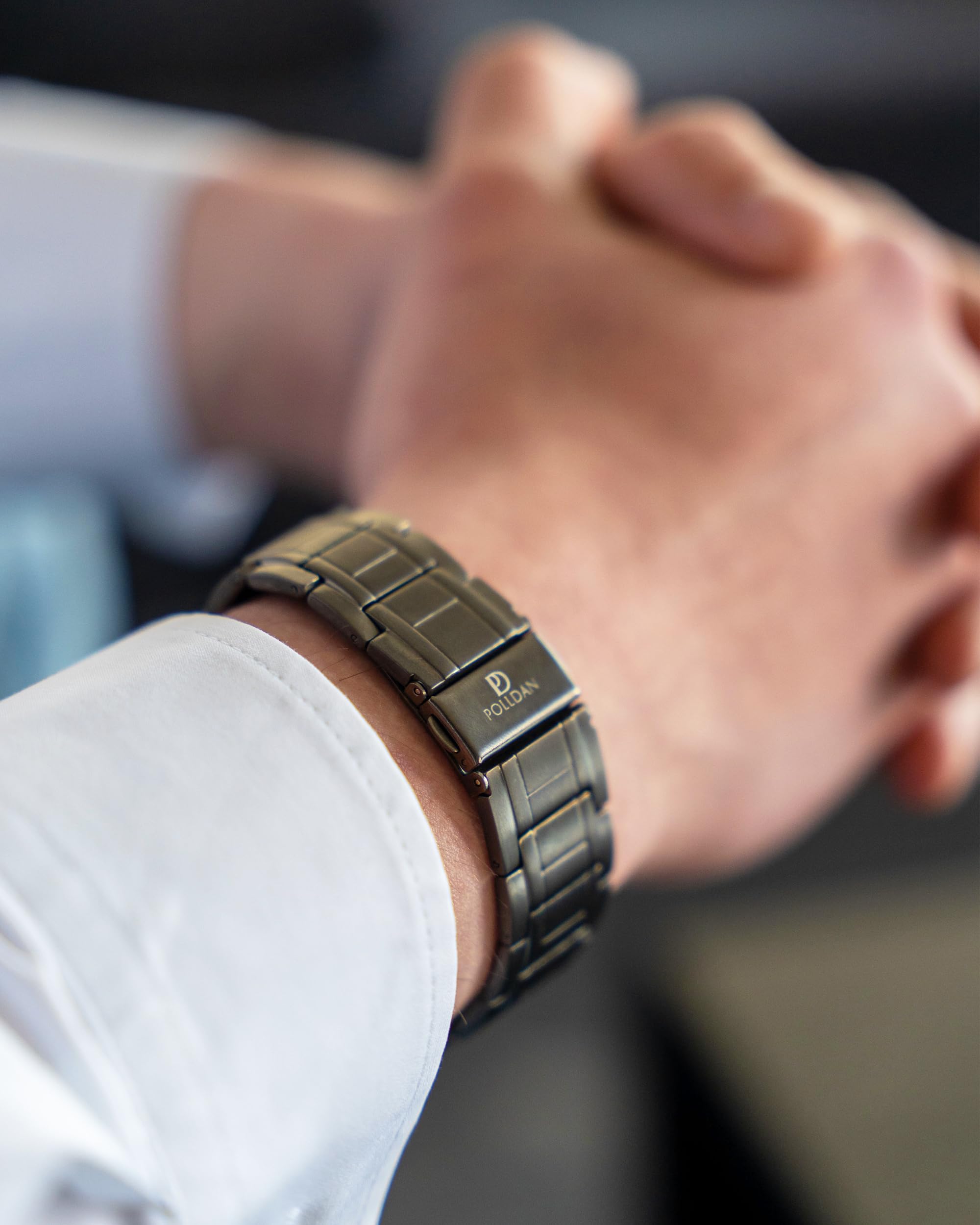 POLLDAN magnetic bracelet with gunmetal finish for durable daily wear.