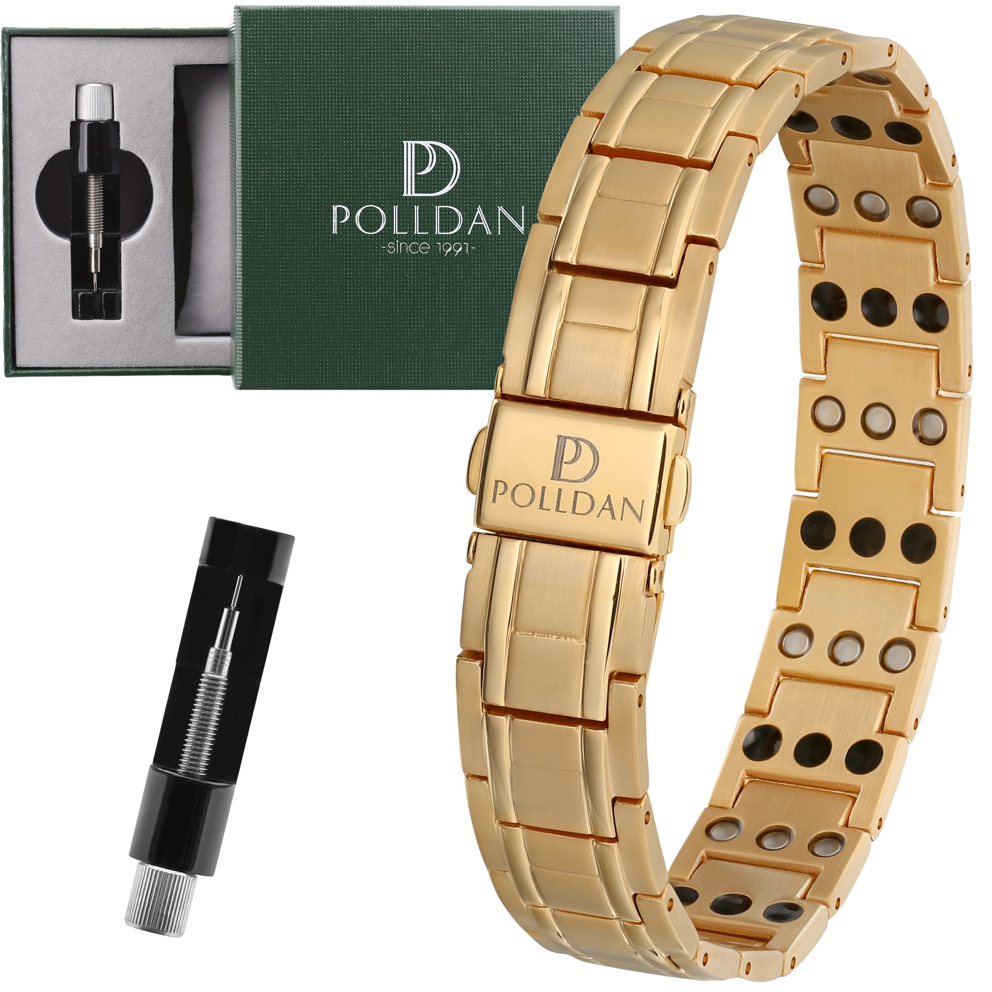 POLLDAN clasp close-up; secure fit and easy sizing adjustments