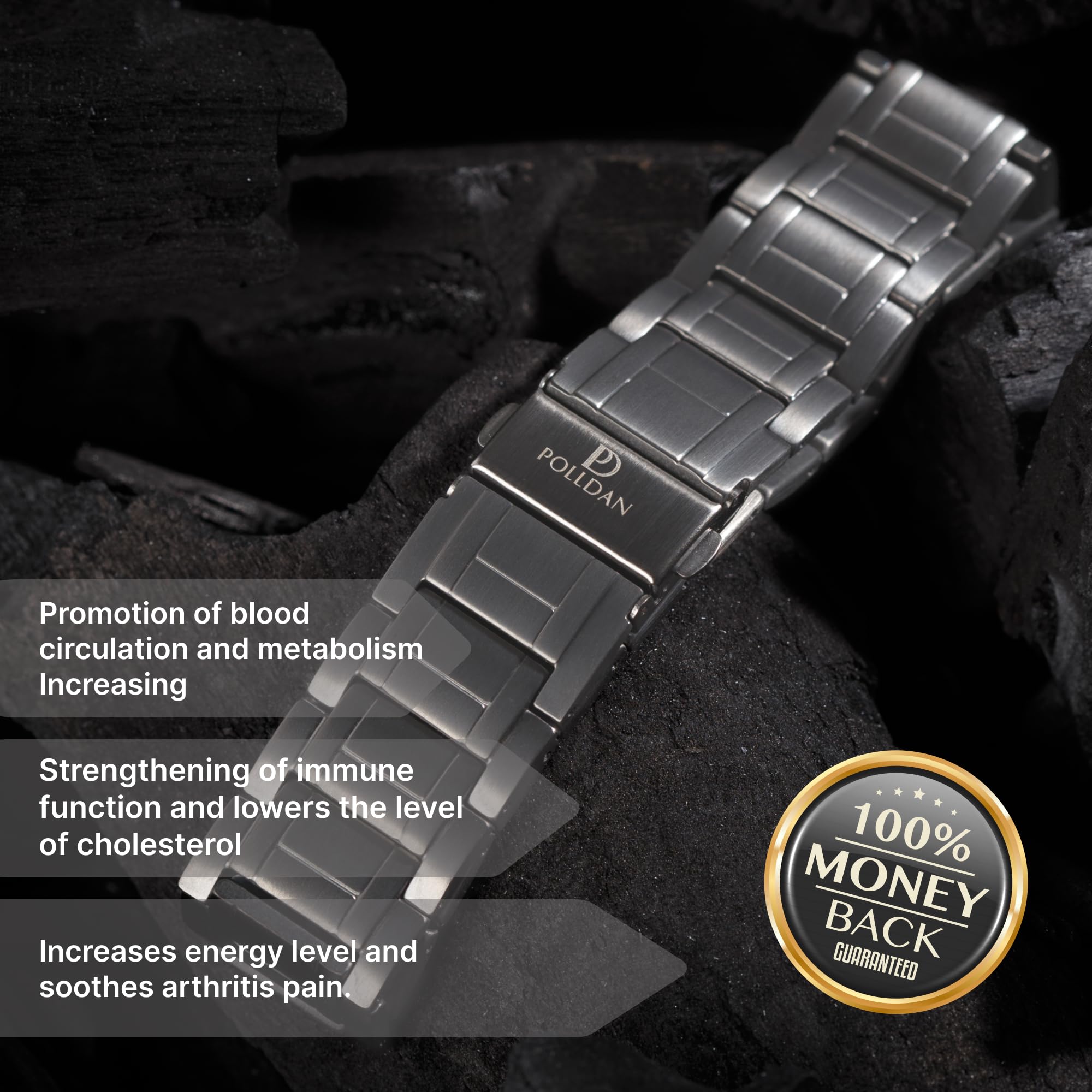 POLLDAN men’s bracelet adjustable length for a perfect fit.
