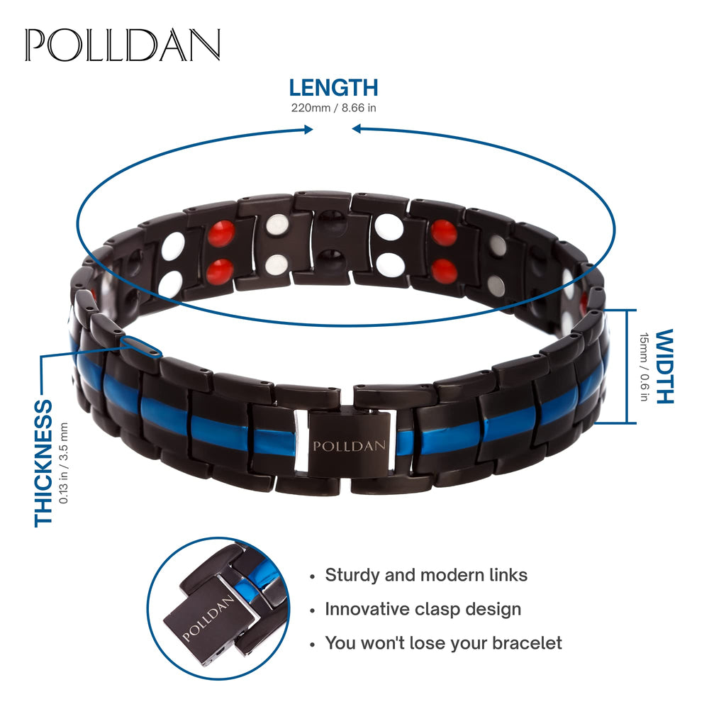 POLLDAN titanium black polished bracelet on wrist for versatile outfits