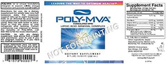 Poly-MVA 8oz serving scoop with bottle, illustrating convenient daily supplementation.