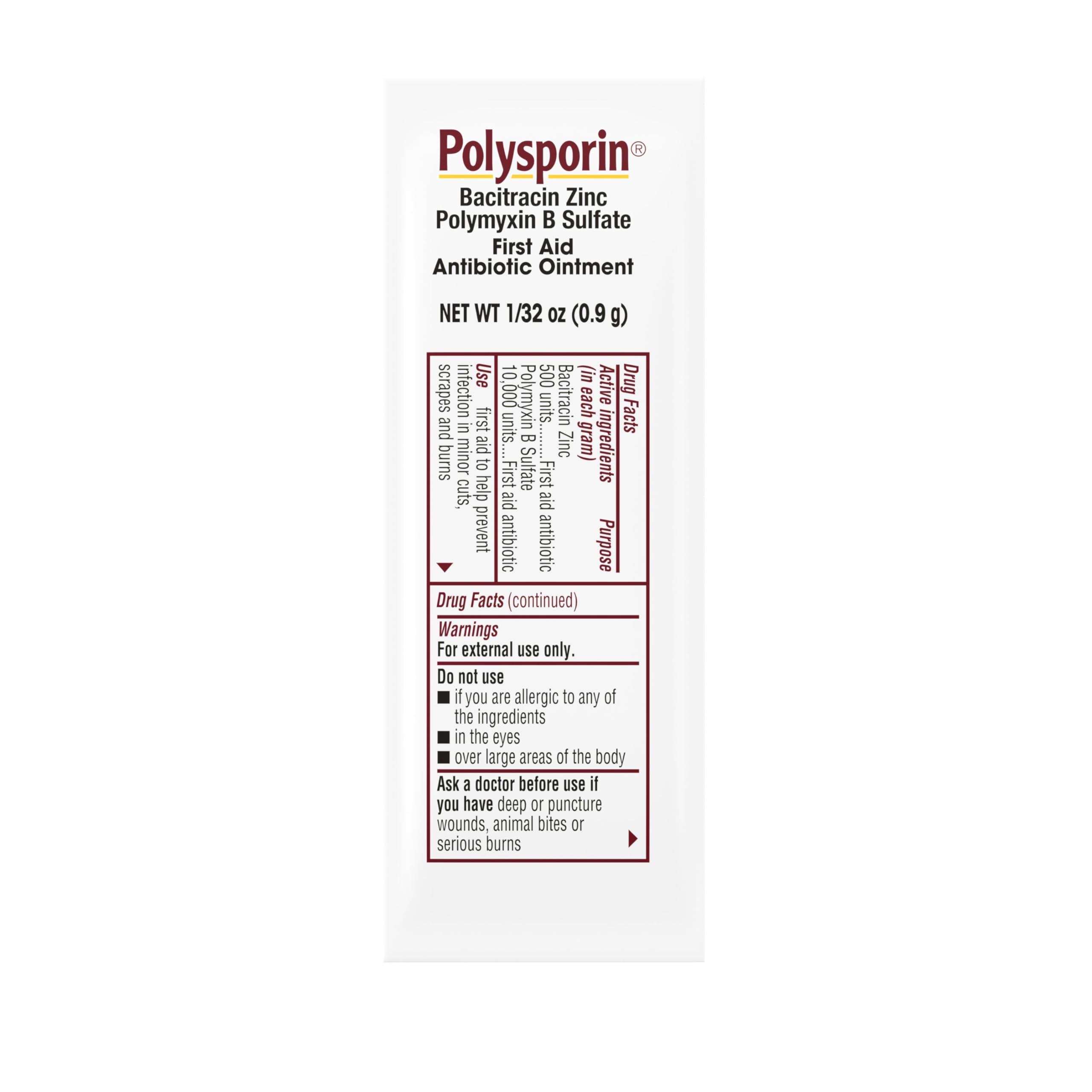 Polysporin first aid ointment pack of 144 ready for quick care.