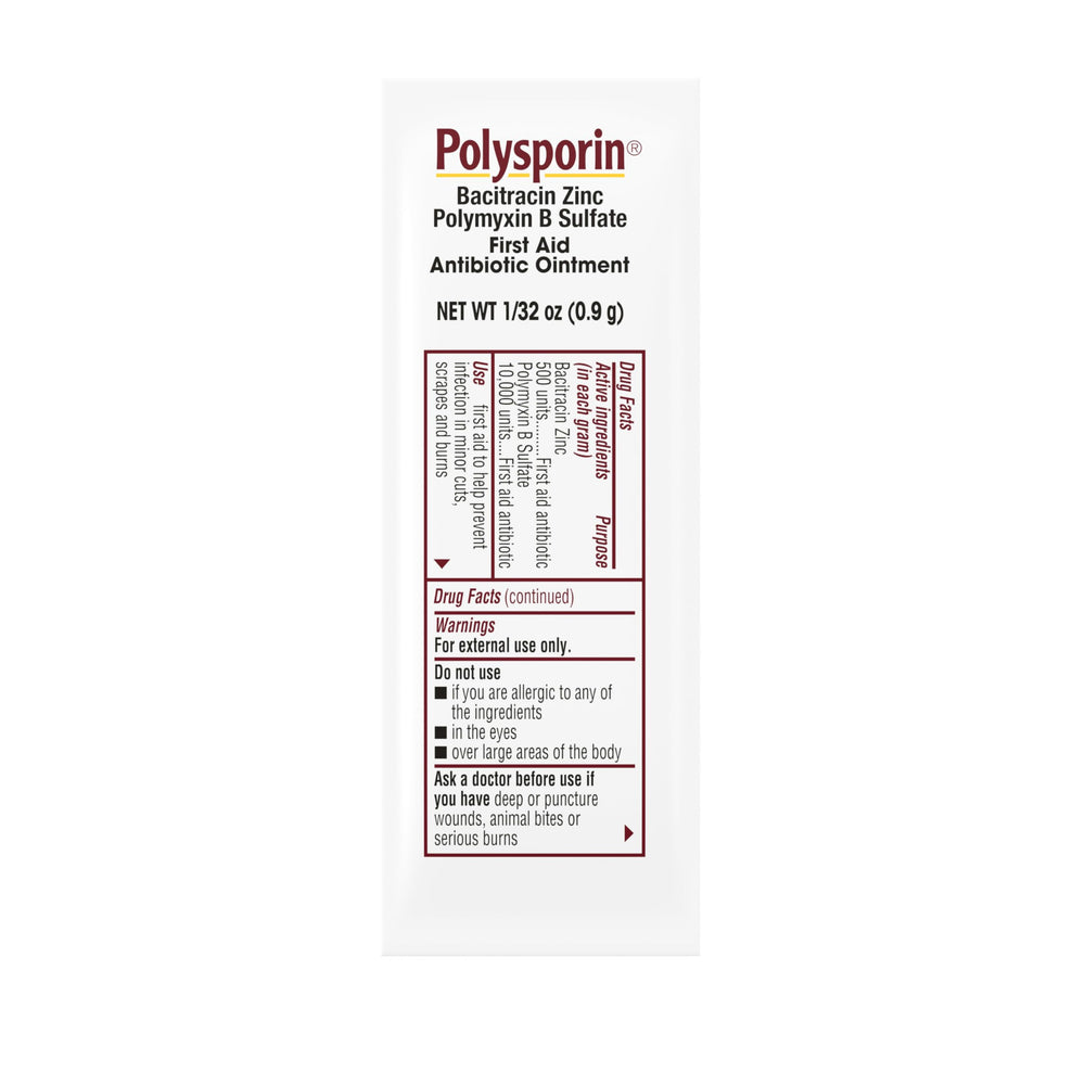 Polysporin first aid ointment pack of 144 ready for quick care.