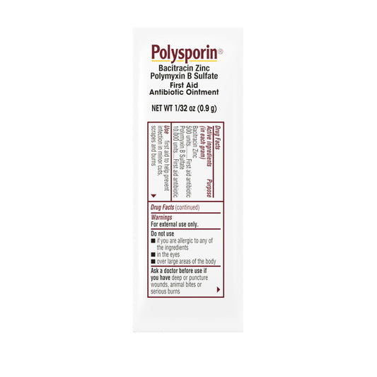 Polysporin first aid ointment pack of 144 ready for quick care.