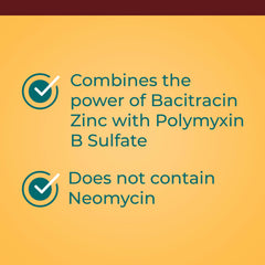 Polysporin ointment label highlights bacitracin zinc and polymyxin B.