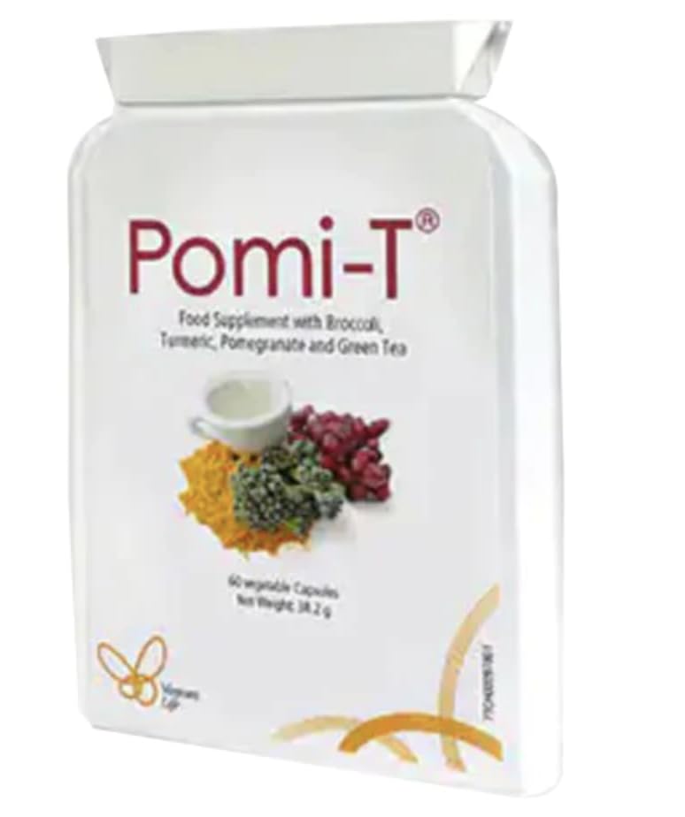 Pomi-T polyphenol bottle pour for convenient daily plant polyphenol intake in capsule form.