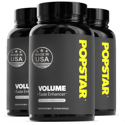 POPSTAR Labs semen volume bottle – convenient daily wellness support.