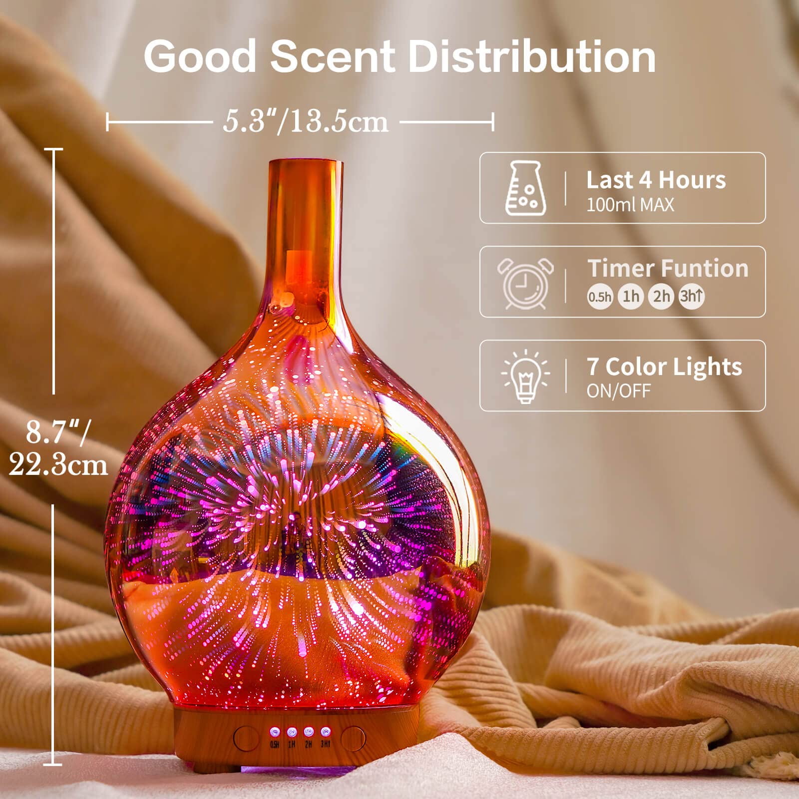 Porseme 100ml capacity diffuser supports hours of fragrance without fuss.