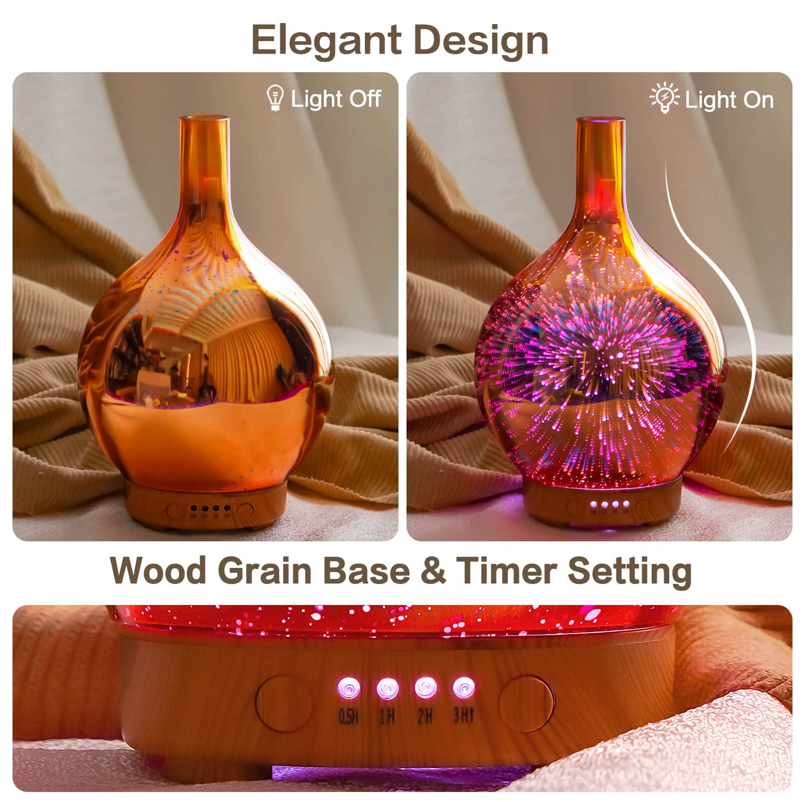 Porseme diffuser doubles as a soft night light for evenings.