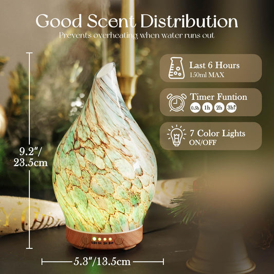 Porseme starry-pattern glass cover highlights decor while releasing subtle essential oil mist.