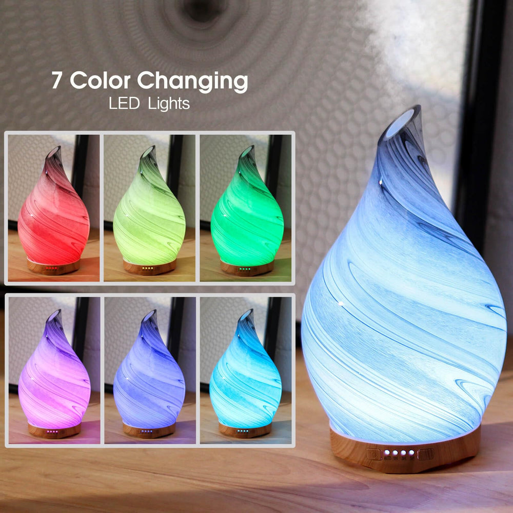 Porseme diffuser on wood base adding warm decor to a bedroom or living room