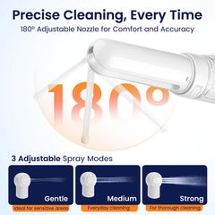 Portable Electric Travel Bidet with 180° adjustable nozzle for precise angles.