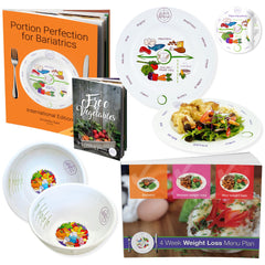 Portion Perfection Bariatric kit with plate and bowl set for precise post-op portion control.