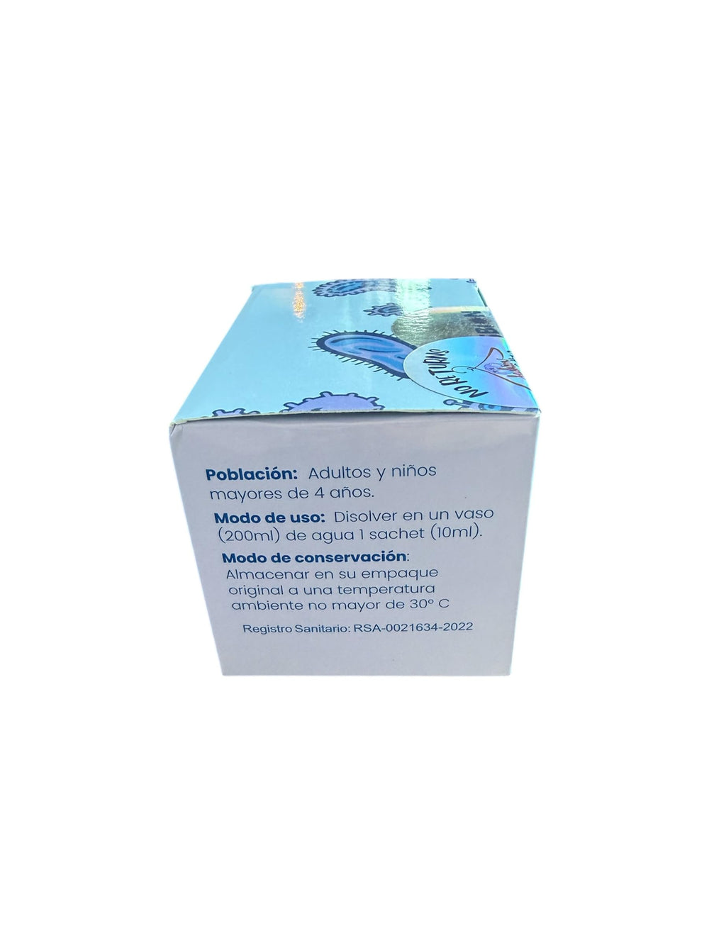 Close-up label detail highlighting gut-friendly ingredients.