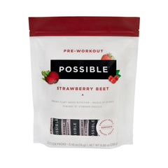Possible Pre-Workout Powder Strawberry Beet label shows organic vegan energy