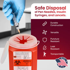 Post Medical 1-quart sharps container case-6 features resealable snap closure.