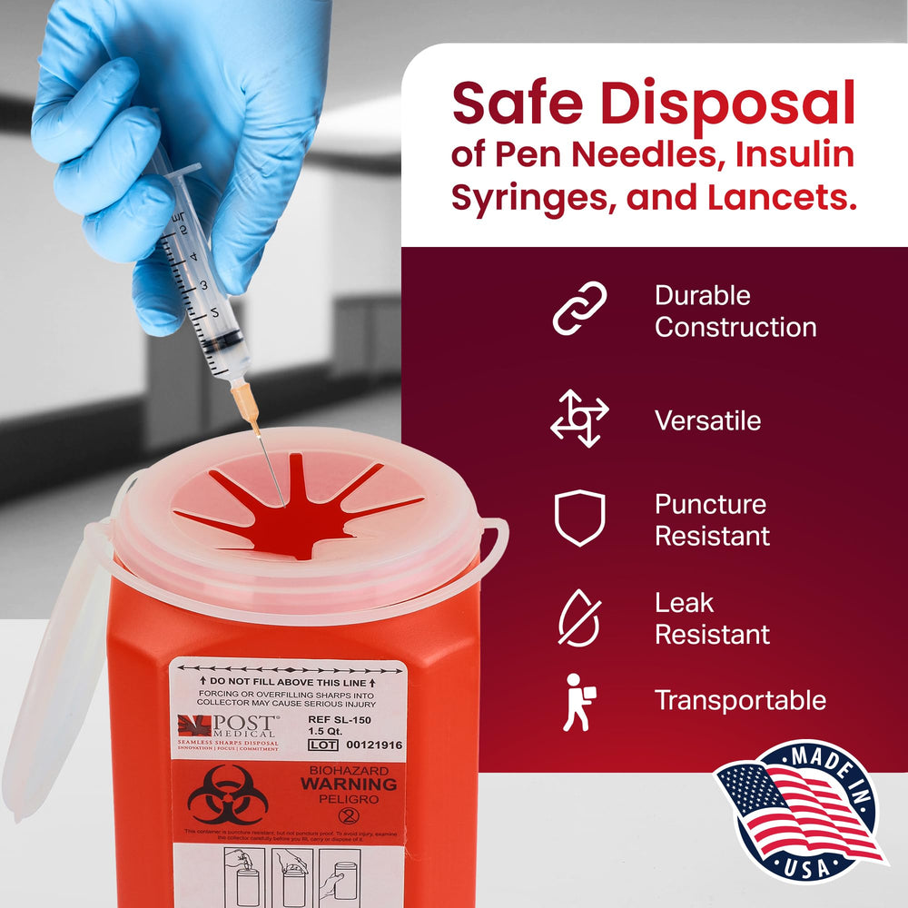 Post Medical puncture-resistant container protects against needle punctures during handling