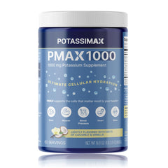 Potassimax PMAX1000 bottle pour illustrates easy daily electrolyte intake.