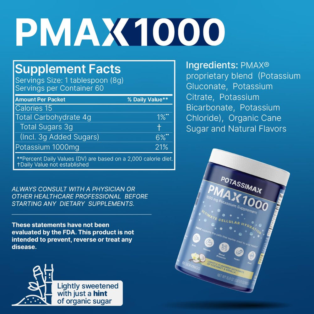 PMAX1000 blend uses four potassium sources for comprehensive electrolyte support.