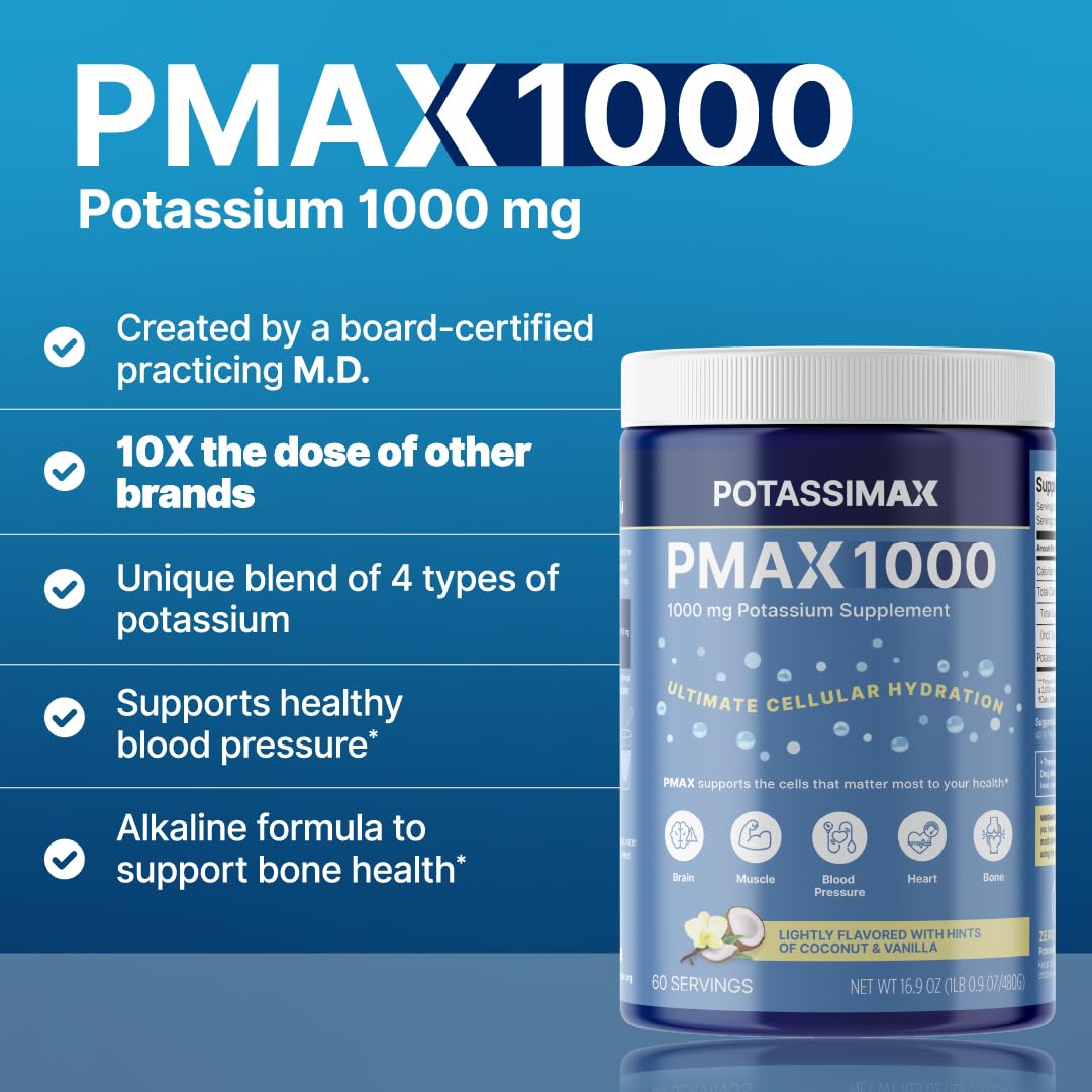 PMAX1000 powder scoop ready for mixing into drinks for consistent intake.