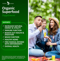 Potent Garden alfalfa-spirulina-kale blend highlights plant-based antioxidants for daily wellness.