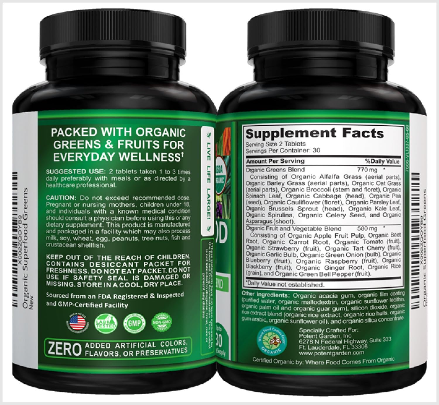 Potent Garden garlic-ginger-apple botanicals image emphasizes immune-balanced daily care.