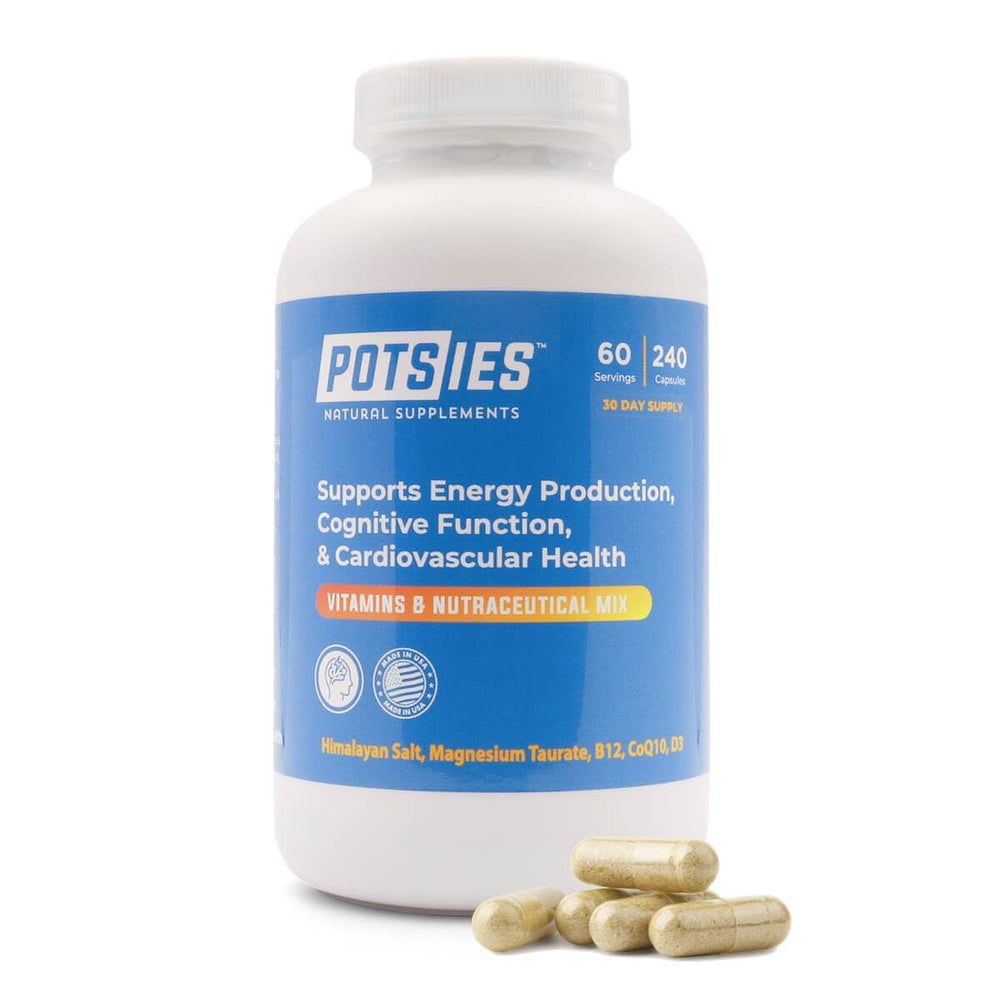 Potsies POTS bottle front view highlighting branding and daily wellness support.
