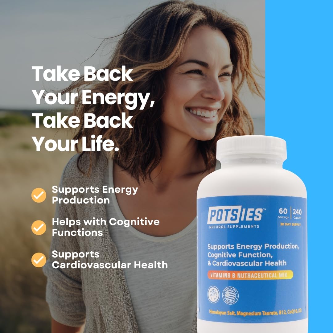 Graphic of Potsies POTS vitamins blend illustrating essential vitamins and minerals.