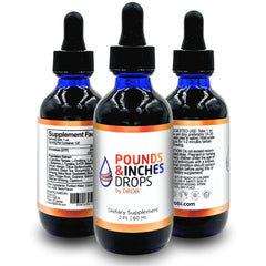 Pounds and Inches Drops bottle front with blueberry flavor for simple daily use