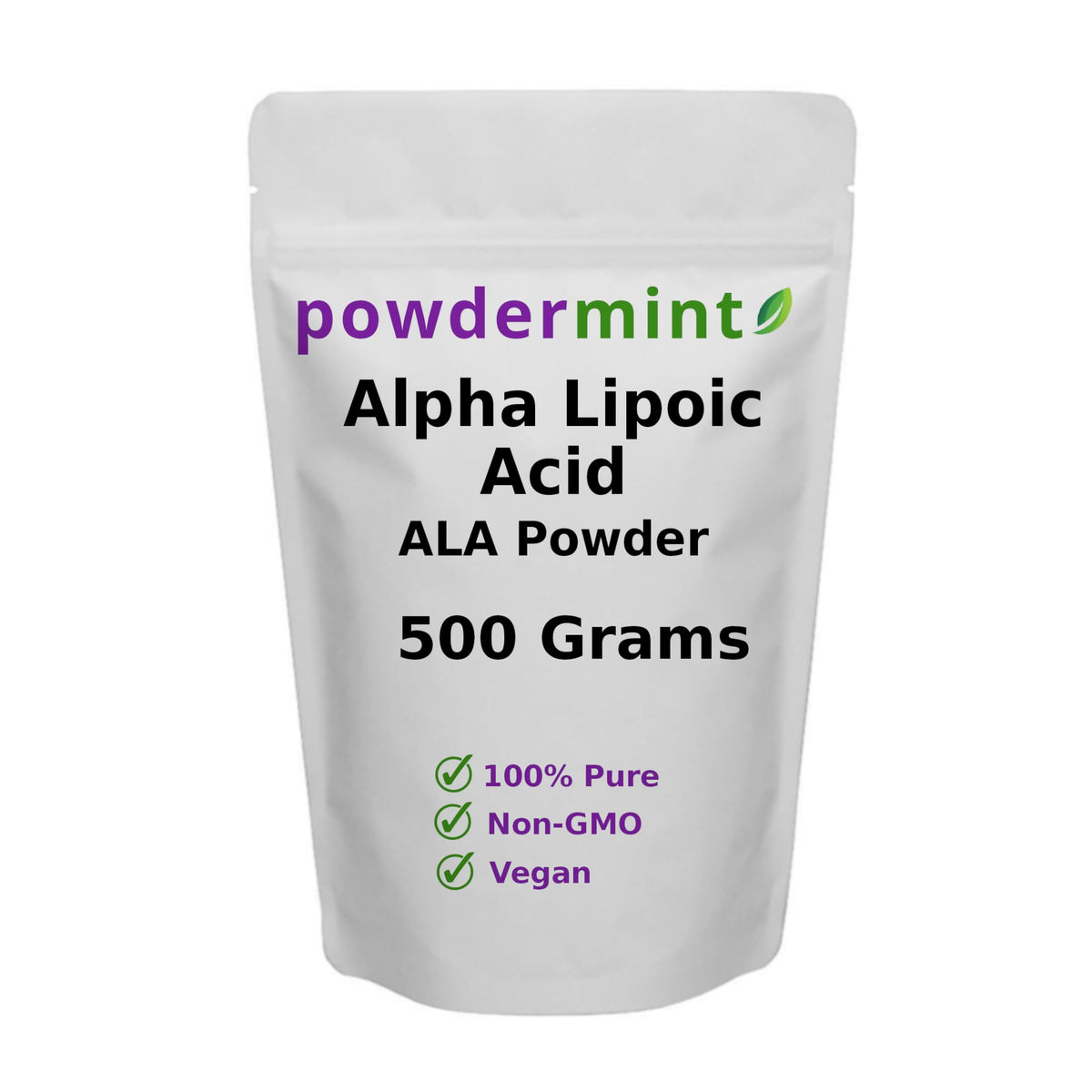 Powdermint Alpha Lipoic Acid Powder bottle shows premium packaging for convenient daily antioxidant support