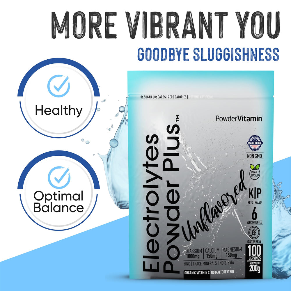 PowderVitamin 100 servings pouch helps ongoing hydration.