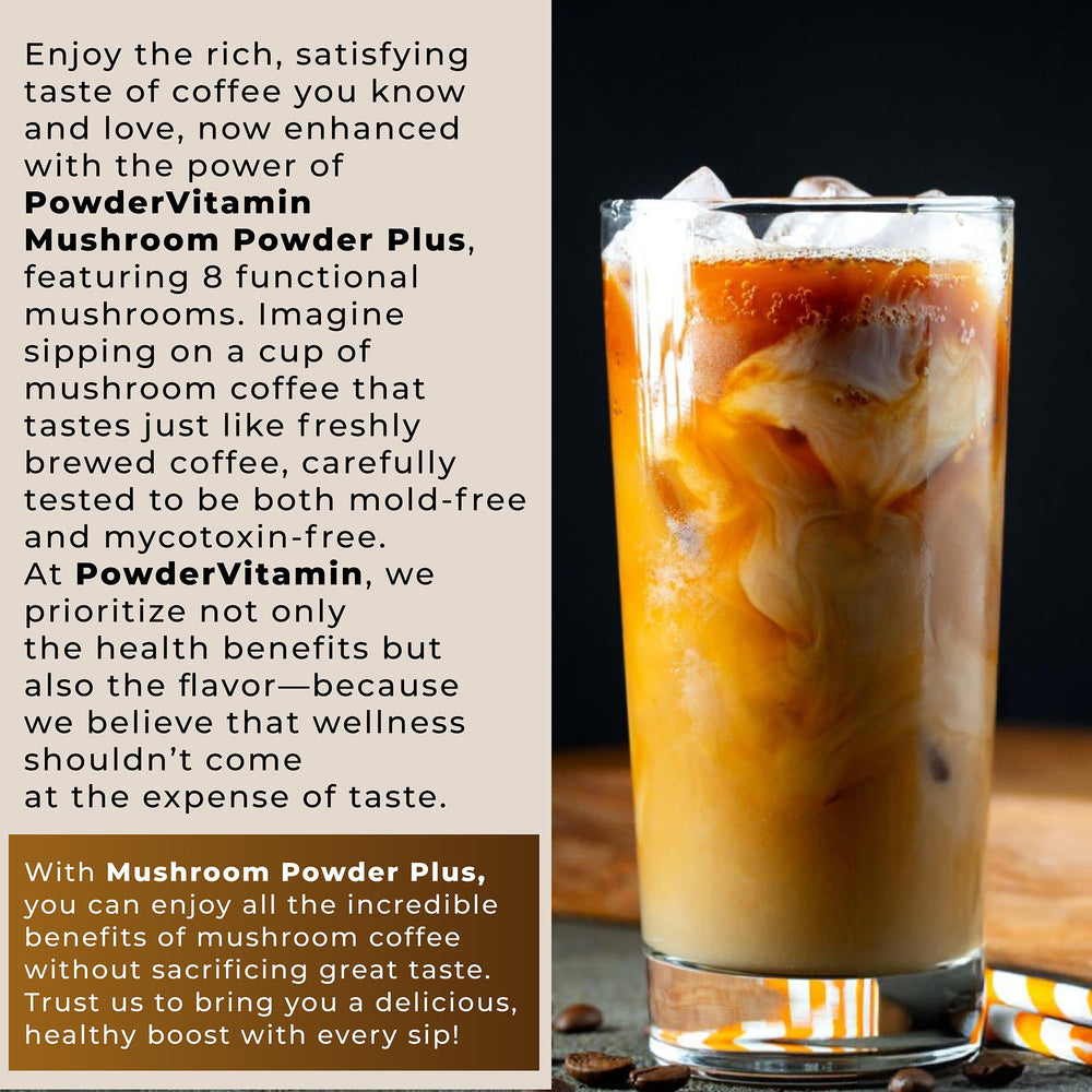 PowderVitamin eight-mushroom blend bag, beta-glucans and nutrients