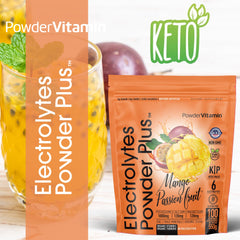 PowderVitamin Electrolytes being poured into a glass for zero calorie hydration.