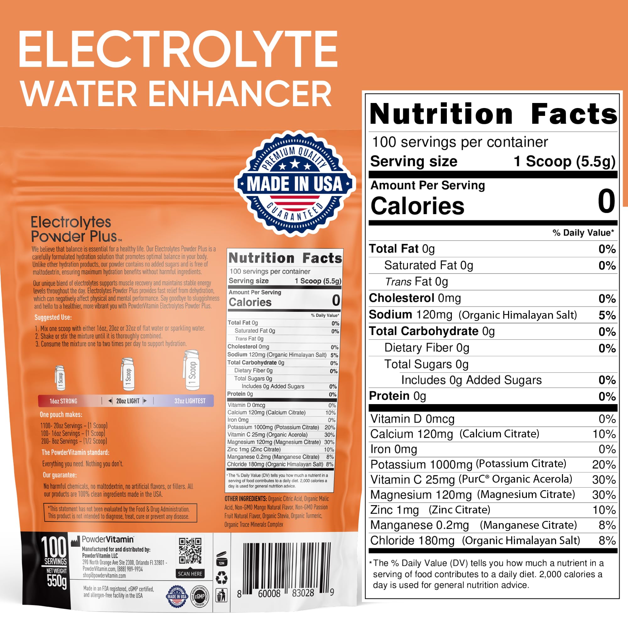 PowderVitamin Electrolytes scoop for precise, easy dosing.